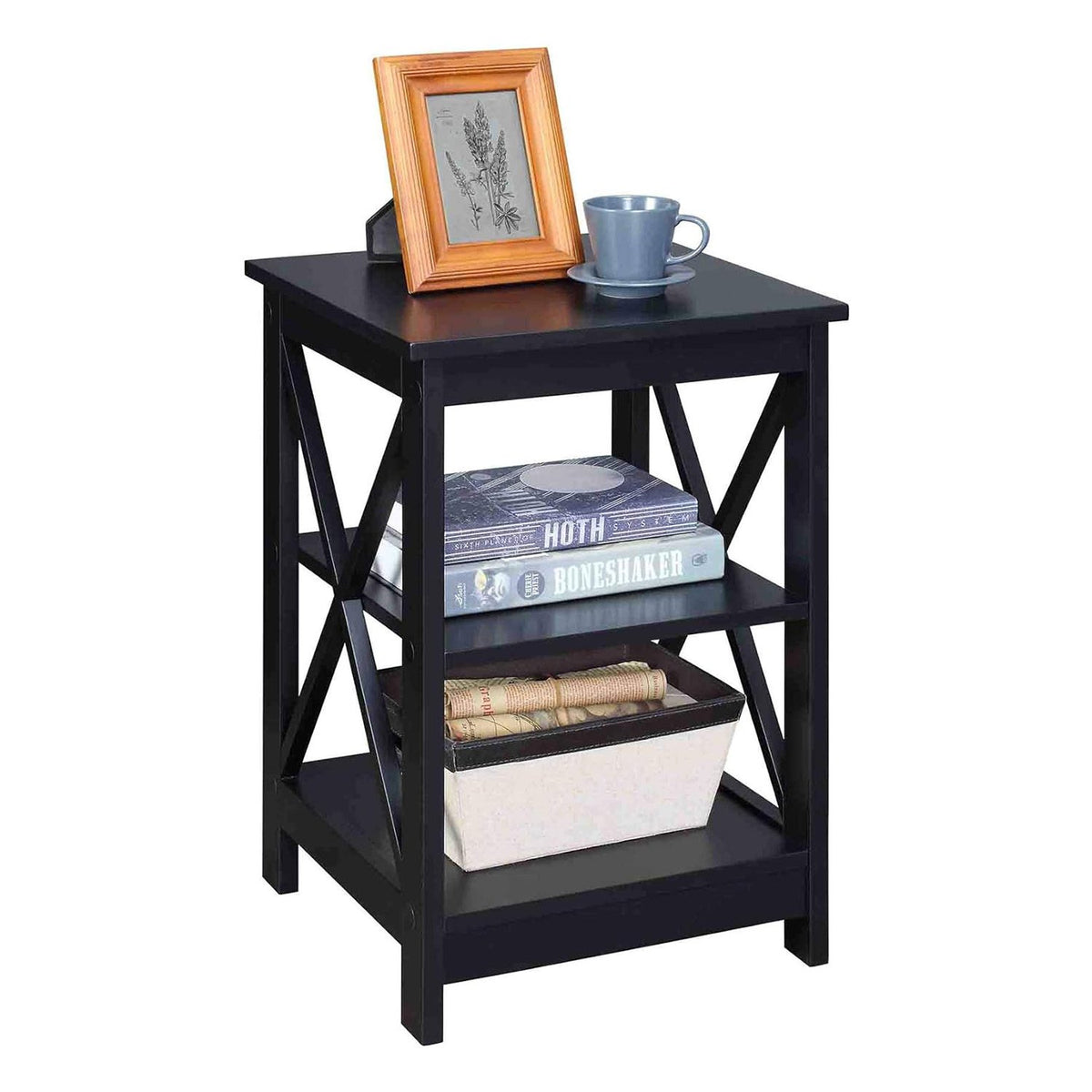 Sarantino Orson 2-Tier Bedside Table - Black