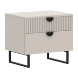 Sarantino Tessa Fluted 2-Drawer Bedside Table - Taupe