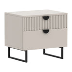 Sarantino Tessa Fluted 2-Drawer Bedside Table - Taupe