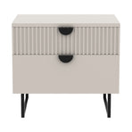 Sarantino Tessa Fluted 2-Drawer Bedside Table - Taupe