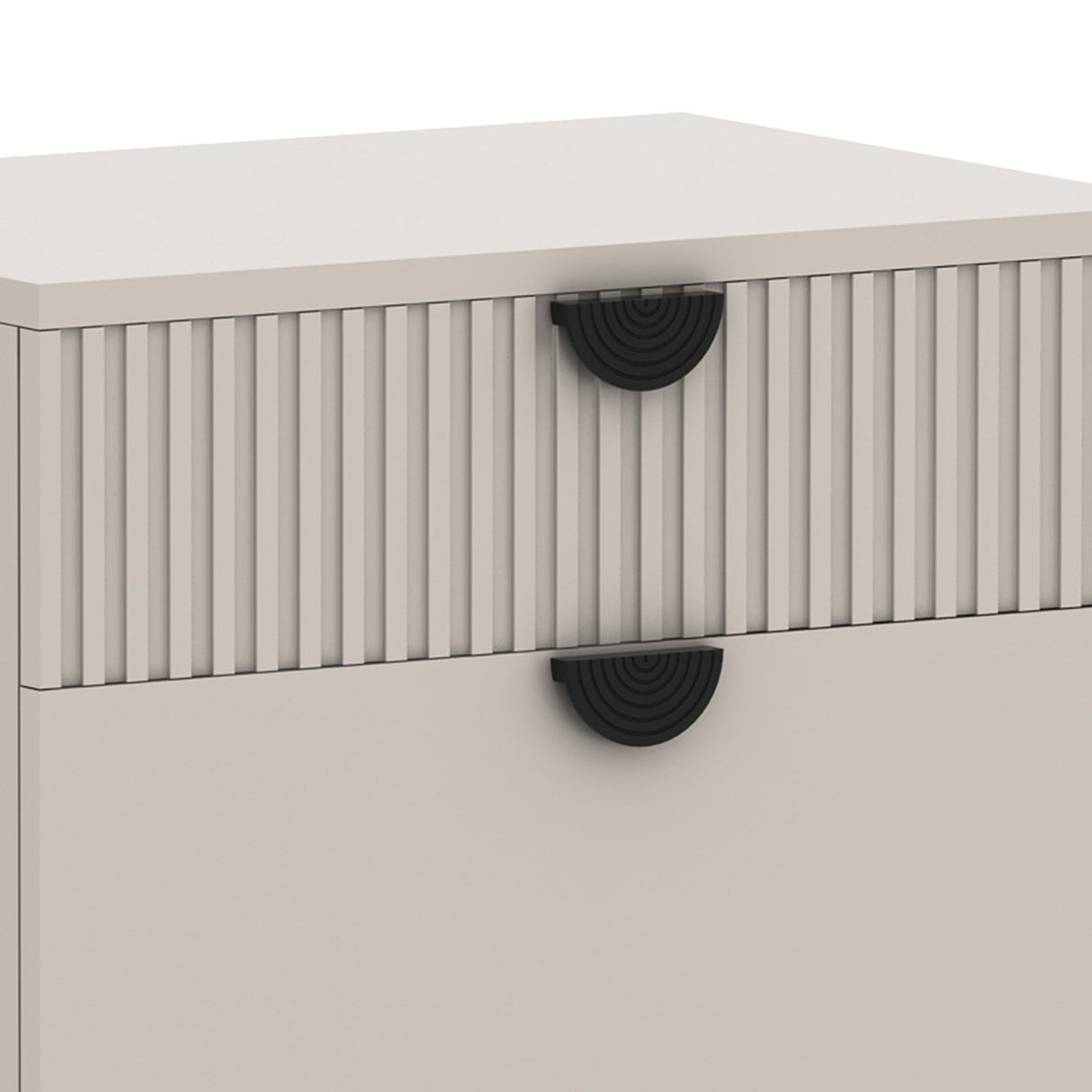 Sarantino Tessa Fluted 2-Drawer Bedside Table - Taupe