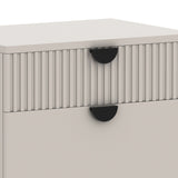 Sarantino Tessa Fluted 2-Drawer Bedside Table - Taupe - 45-Degree Angle