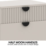 Sarantino Tessa Fluted 2-Drawer Bedside Table - Taupe