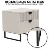 Sarantino Tessa Fluted 2-Drawer Bedside Table - Taupe - Extra Image