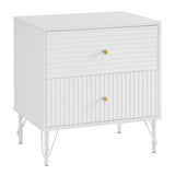 Sarantino Diego Bedside Table Night Stand with 2 Drawers - White - Extra Image