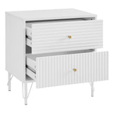 Sarantino Diego Bedside Table Night Stand with 2 Drawers - White - Extra Image