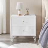 Sarantino Diego Bedside Table Night Stand with 2 Drawers - White