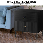 Sarantino Diego Bedside Table Night Stand with 2 Drawers - Black