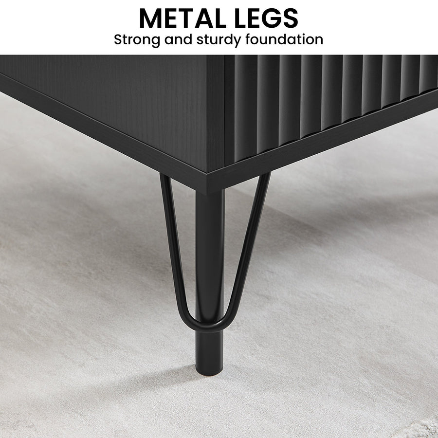 Sarantino Diego Bedside Table Night Stand with 2 Drawers - Black