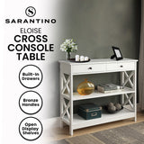 Sarantino Eloise Cross Console Table in White