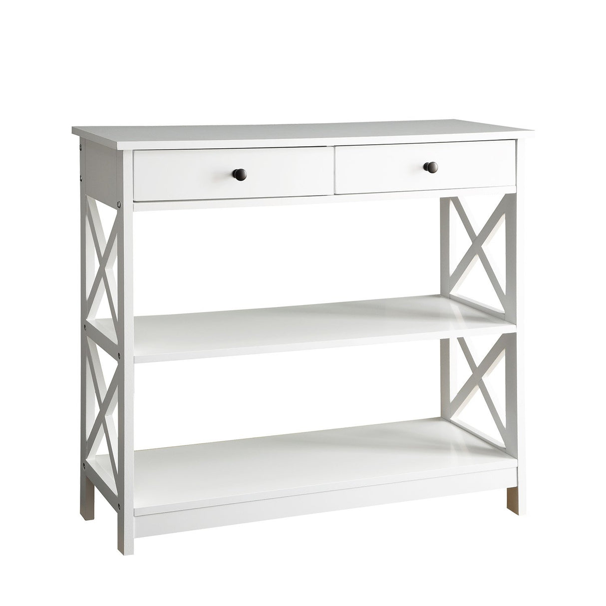 Sarantino Eloise Cross Console Table in White