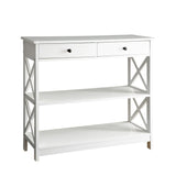 Sarantino Eloise Cross Console Table in White