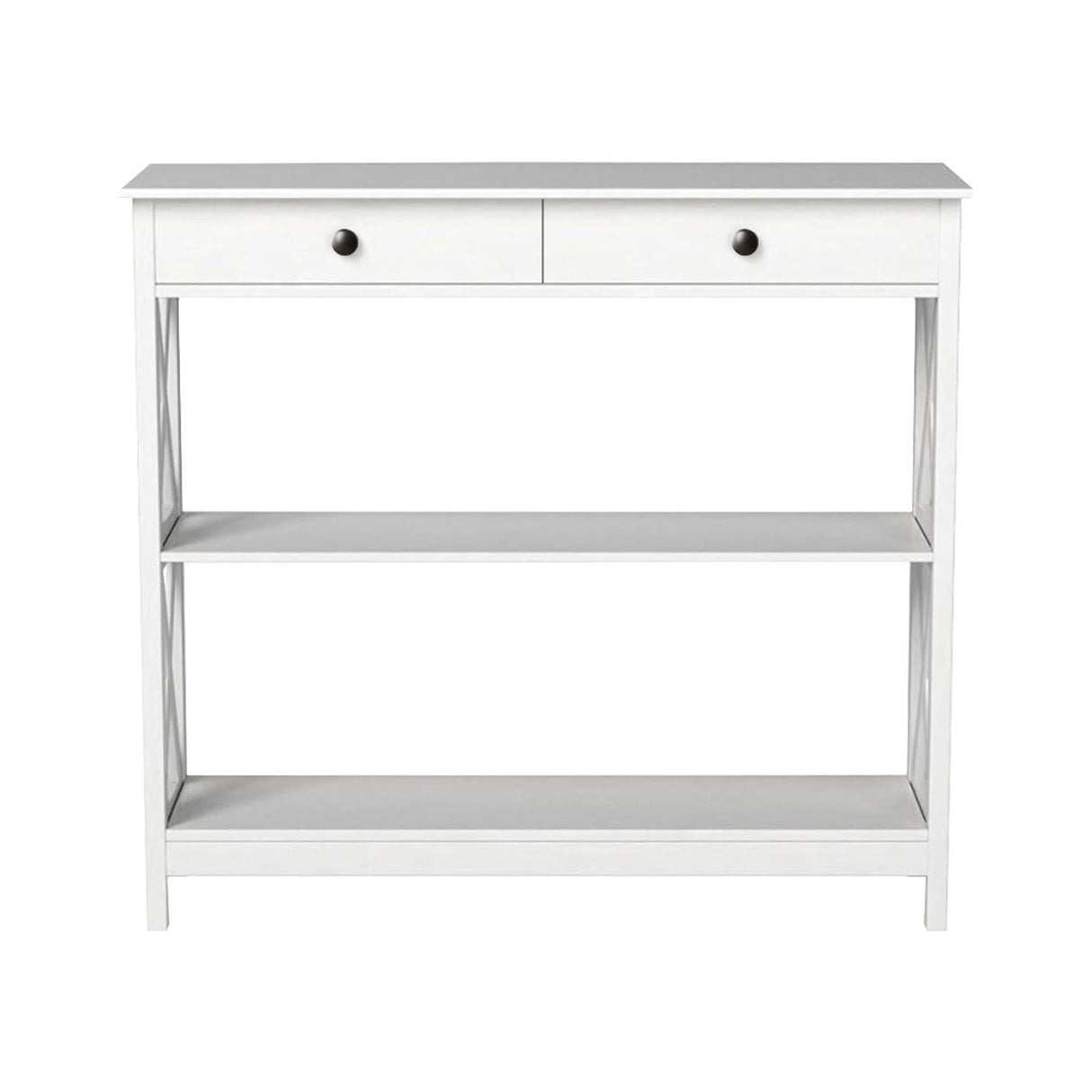 Sarantino Eloise Cross Console Table in White