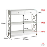 Sarantino Eloise Cross Console Table in White