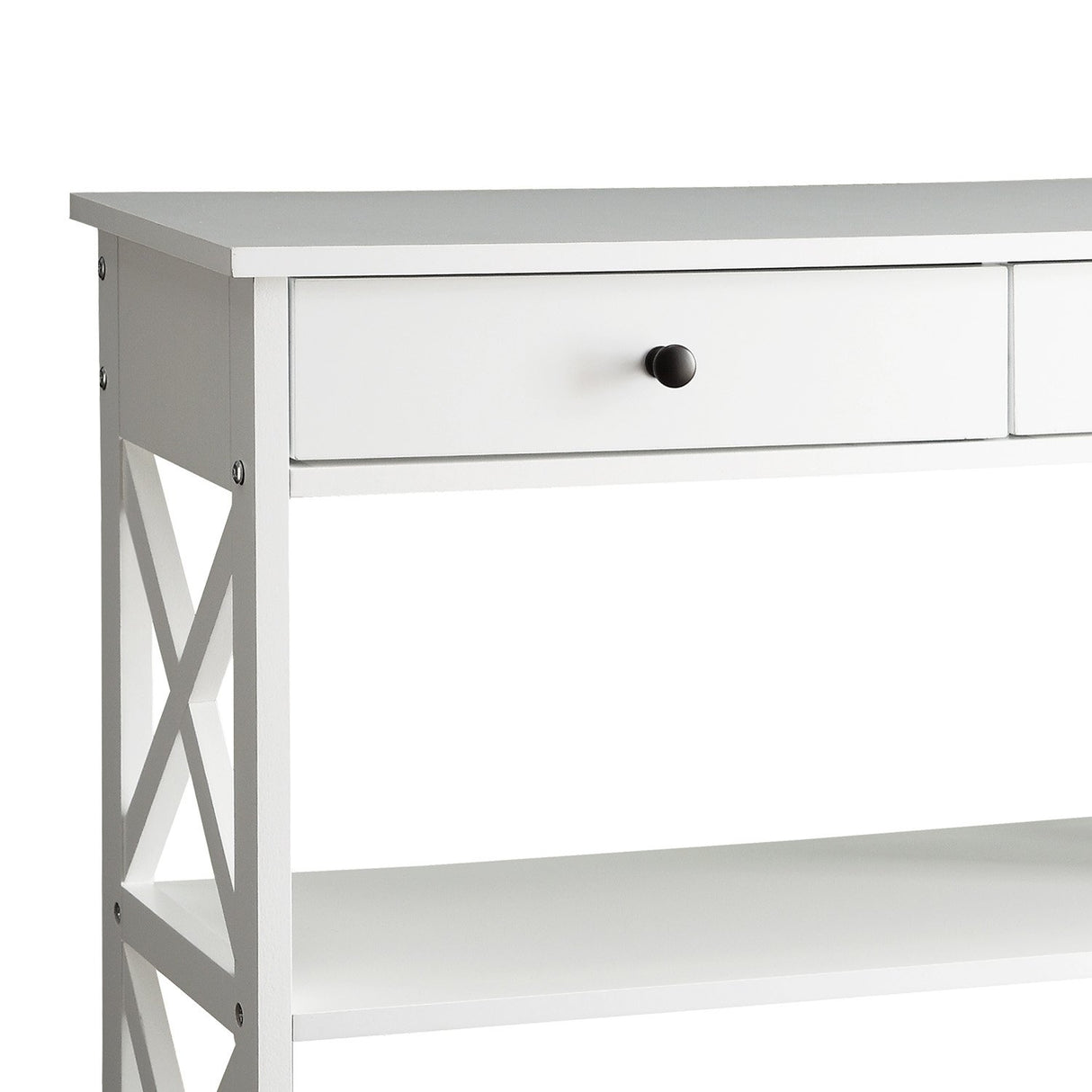 Sarantino Eloise Cross Console Table in White