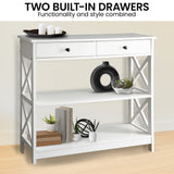 Sarantino Eloise Cross Console Table in White