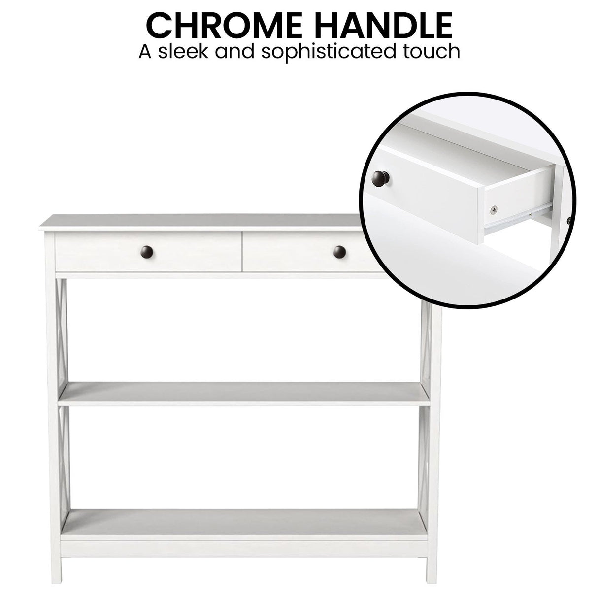 Sarantino Eloise Cross Console Table in White