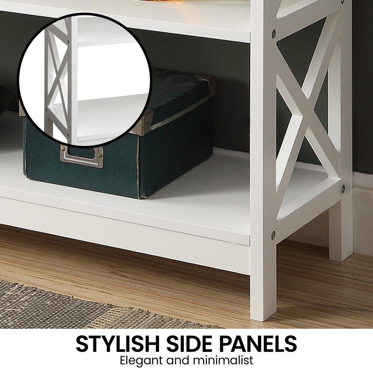 Sarantino Eloise Cross Console Table in White
