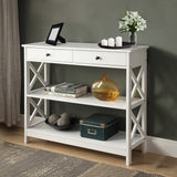 Sarantino Eloise Cross Console Table in White - Extra Image