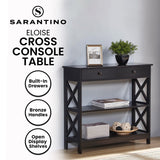 Sarantino Eloise Cross Console Table in Black - Extra Image