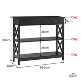Sarantino Eloise Cross Console Table in Black - Side View
