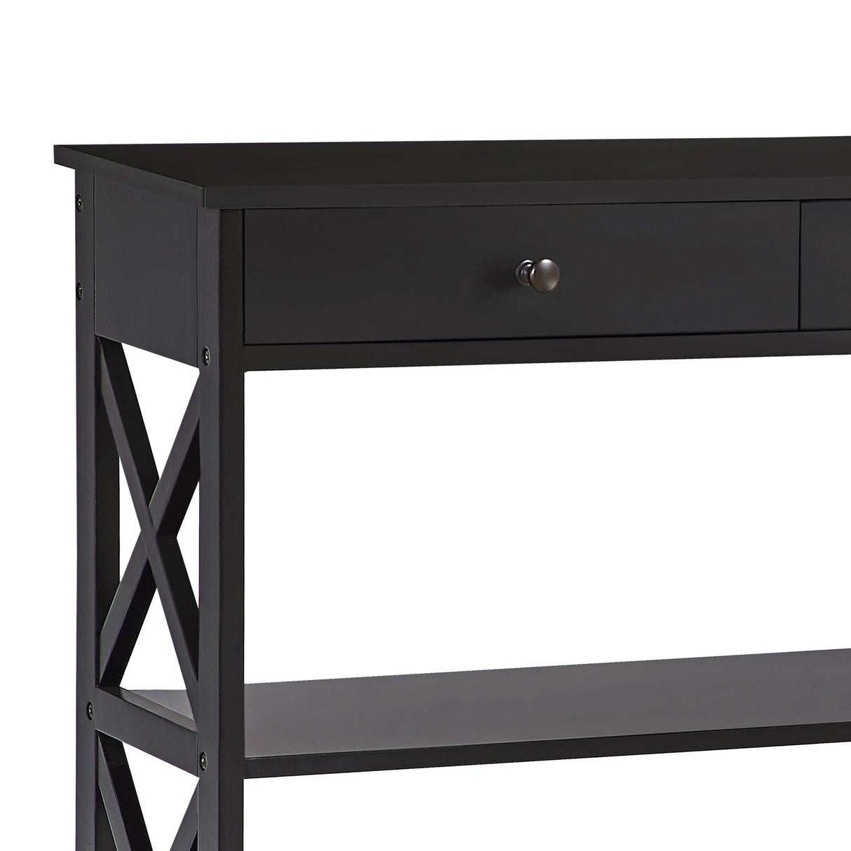 Sarantino Eloise Cross Console Table in Black