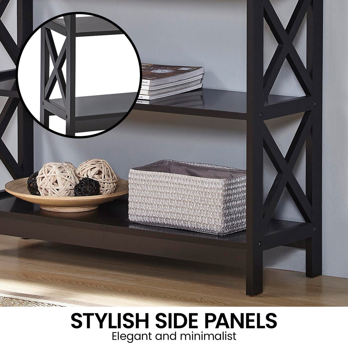 Sarantino Eloise Cross Console Table in Black
