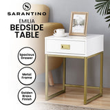 Sarantino Emilia Bedside Table Night Stand - White/Gold - Extra Image