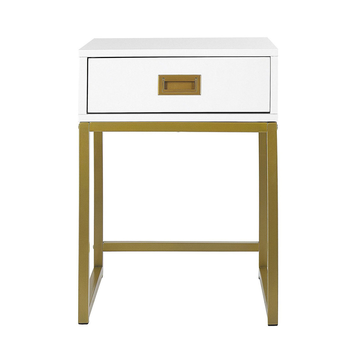 Sarantino Emilia Bedside Table Night Stand - White/Gold