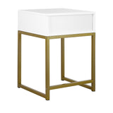 Sarantino Emilia Bedside Table Night Stand - White/Gold - Top-Down View