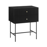 Sarantino Arden Fluted 2-Drawer Bedside Table Night Stand - Black - Extra Image
