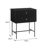 Sarantino Arden Fluted 2-Drawer Bedside Table Night Stand - Black - Extra Image