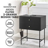 Sarantino Arden Fluted 2-Drawer Bedside Table Night Stand - Black - Extra Image