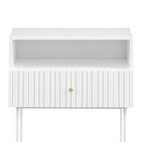 Sarantino Cecil Slender Fluted Bedside Table - White - Top-Down View