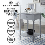 Sarantino Esther Bedside Table with Drawer - Grey - Extra Image