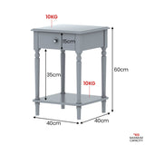 Sarantino Esther Bedside Table with Drawer - Grey - Side View