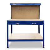 2-Layered Work Bench Garage Storage Table Tool Shop Shelf Blue - Front View
