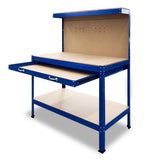 2-Layered Work Bench Garage Storage Table Tool Shop Shelf Blue - Close-Up Angle