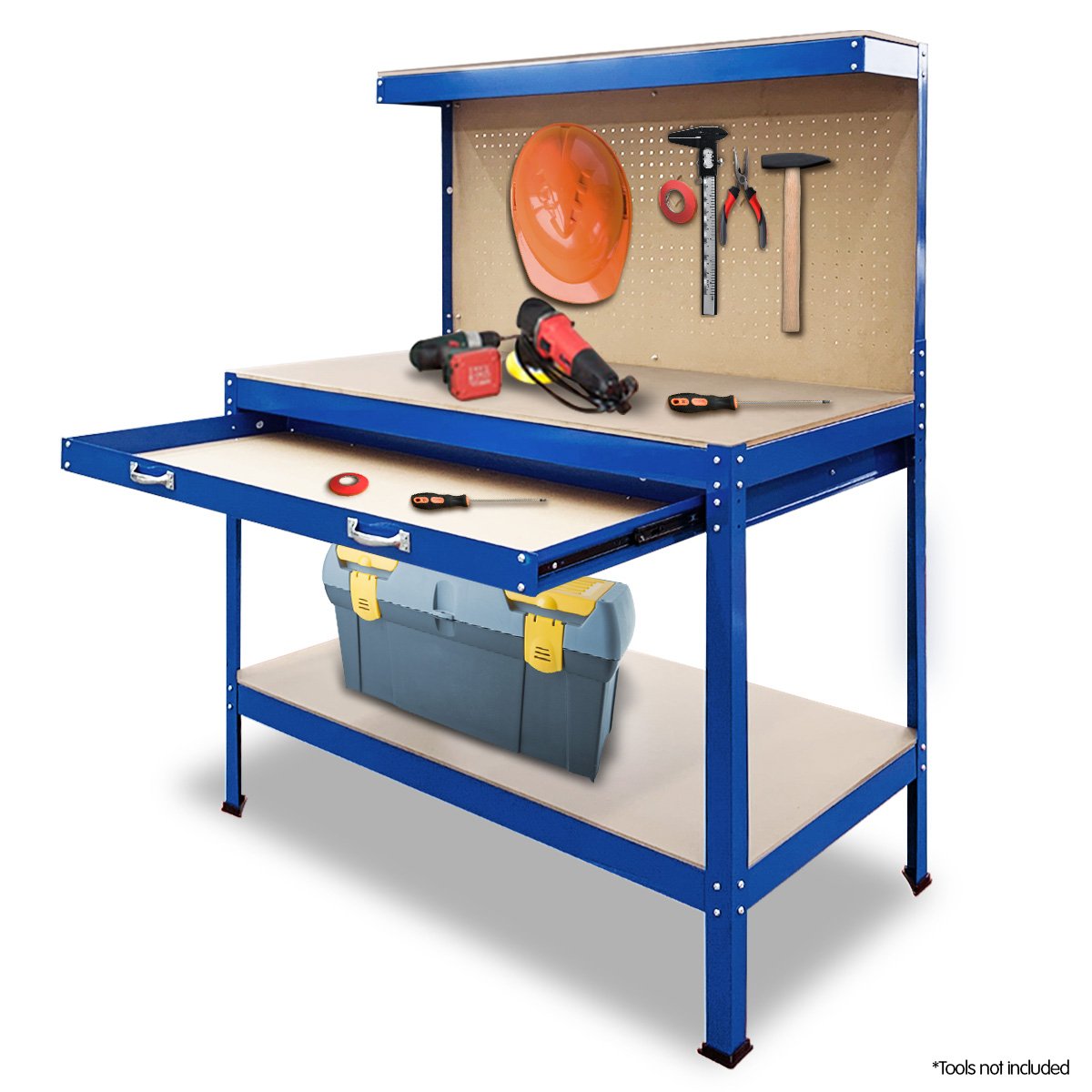 2-Layered Work Bench Garage Storage Table Tool Shop Shelf Blue