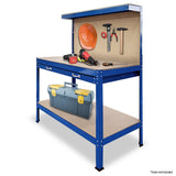 2-Layered Work Bench Garage Storage Table Tool Shop Shelf Blue