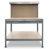 2-Layered Work Bench Garage Storage Table Tool Shop Shelf Silver - Side View