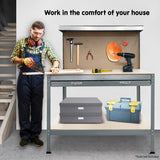 2-Layered Work Bench Garage Storage Table Tool Shop Shelf Silver