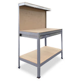 2-Layered Work Bench Garage Storage Table Tool Shop Shelf Silver - Extra Image