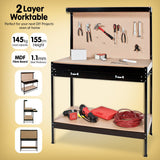 2-Layered Work Bench Garage Storage Table Tool Shop Shelf - Top-Down View