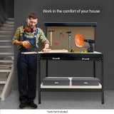 2-Layered Work Bench Garage Storage Table Tool Shop Shelf - Rear View
