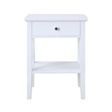 Sarantino Greta Bedside Table with Drawer - White - Front View