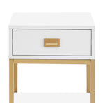 Sarantino Alessia Bedside Table - White/Gold