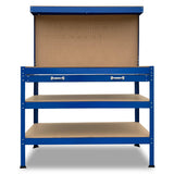 3-Layered Work Bench Garage Storage Table Tool Shop Shelf Blue