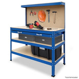 3-Layered Work Bench Garage Storage Table Tool Shop Shelf Blue - Extra Image