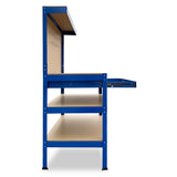 3-Layered Work Bench Garage Storage Table Tool Shop Shelf Blue - Extra Image